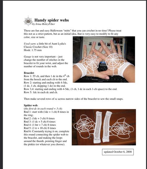 Spider Web Crochet, Web Crochet, Crochet Spider Web, Crochet Spider, Crochet Gloves Pattern, Crochet Stitches Guide, Gloves Pattern, Crochet Size, Halloween Crochet Patterns