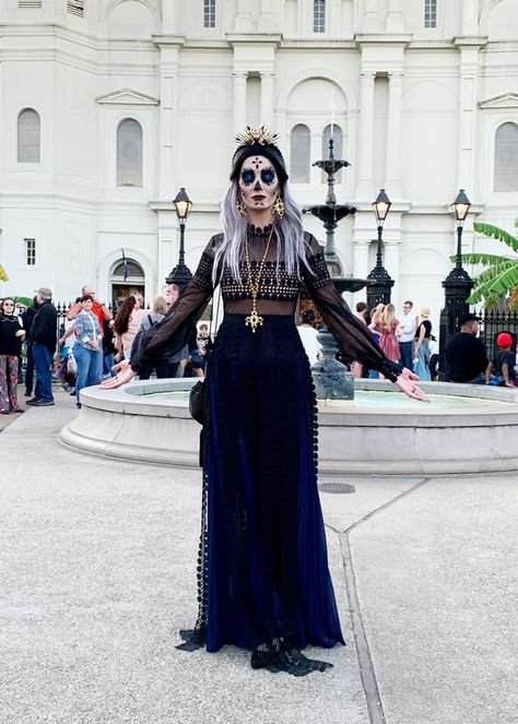 New Orleans Halloween Costume Ideas, Nola Halloween Costumes, Krewe Of Boo New Orleans, New Orleans Costume, New Orleans Halloween Costume, Day Of The Dead Outfits Woman, Day Of The Dead Outfit, New Orleans Witch, New Orleans Halloween