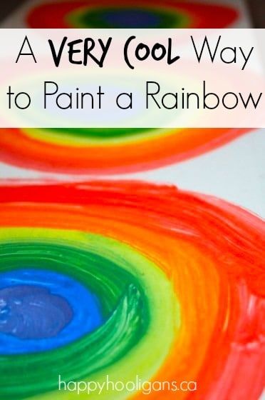 A Very Cool Way to Make a Rainbow - Happy Hooligans Watercolor Rainbows, Preschool Rainbow, Preschool Weather, Preschool Spring, Happy Hooligans, Rainbow Activities, Make A Rainbow, Painted Rainbow, Rainbow Painting