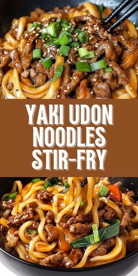 Thick, chewy udon noodles stir-fried with savory sauce, fresh veggies, and your choice of protein. 🍜🥢 This Yaki Udon Stir-Fry Recipe is a Japanese-inspired dish bursting with flavor and ready in minutes. 🌟 #YakiUdon #StirFryRecipes #JapaneseNoodles #QuickDinnerIdeas #EasyRecipes 🥬🍤 Yakiudon Recipe, Beef Udon Stir Fry, Yaki Udon Recipe, Dinner Recipes To Impress, Udon Stir Fry, Shrimp And Spinach, Udon Noodles Recipe, Fried Udon, Fried Noodles Recipe