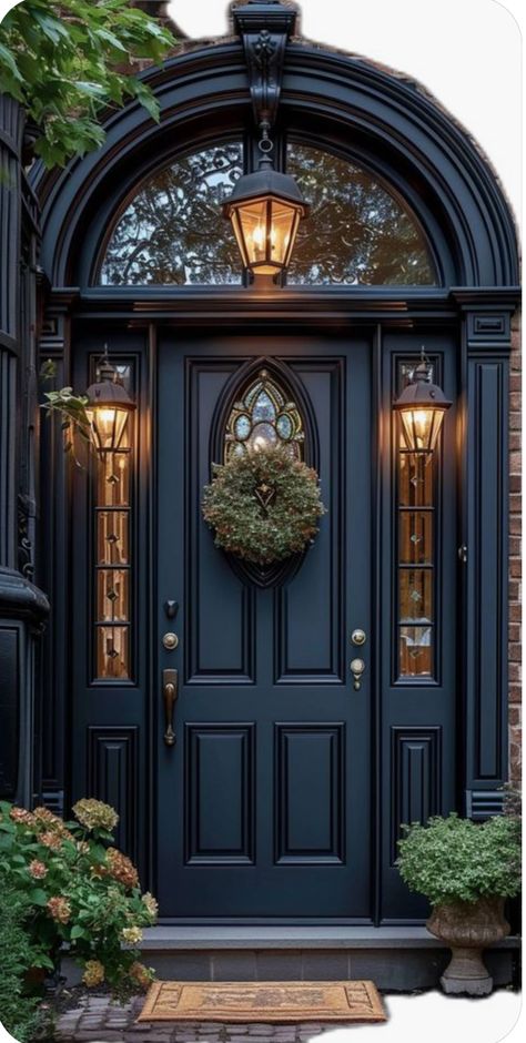 Victorian Entrance Door, Grand Front Door Entrance, Mansion Front Door, Front Door Inspiration, Beautiful Front Doors, House Outside Design, Front Door Design, Dream House Interior, Beautiful Doors