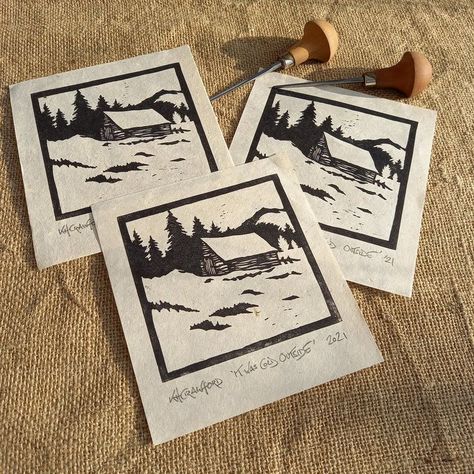 Woodcut Art, Print Christmas Card, Linoleum Print, Linocut Printmaking, Lino Art, Relief Printing, Linocut Art, Snowy Winter, Winter Print