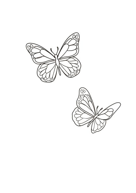 2 Butterfly Tattoo Stencil, Butterflies Tattoo Outline, Small Butterfly Tattoo Outline, Monarch Butterfly Tattoo Stencil, Butterfly Tattoo Template, Monarch Butterfly Outline, Butterfly Linework, Butterflies Outline, Butterfly Tattoo Outline