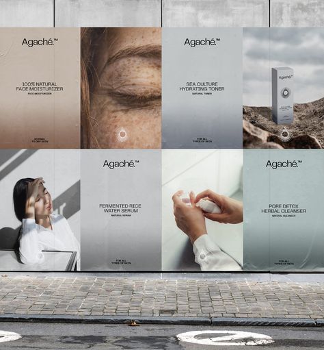 Agache on Behance Skincare Branding, Natural Toner, Visual Identity System, Identity System, Circular Logo, 타이포그래피 포스터 디자인, Hydrating Toner, Visual Journal, Poster Designs