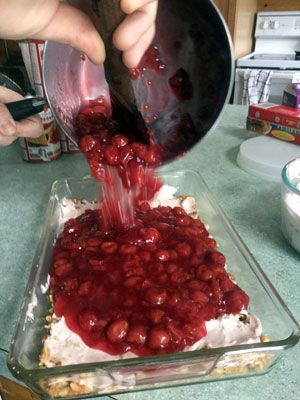 Cherry Delight Recipe, Gf Crust, Cherry Delight Dessert, Graham Dessert, Delight Dessert, Cool Whip Desserts, Cherry Delight, Tart Cherries, Canning Cherry Pie Filling