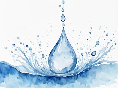 Water Drop Illustration, Drop Illustration, Water Illustration, Water Pictures, World Water Day, Watercolor Water, Water Day, World Water, Spring Water