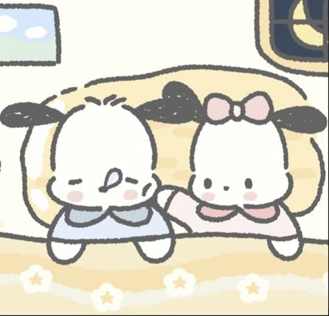 Pochacco Matching Pfp, Pochacco Pfp, Pfp Hello Kitty, Whatsapp Delta Themes, Him And Me, Sanrio Icons, Sanrio Pochacco, Me N Him, Hello Kitty Coloring