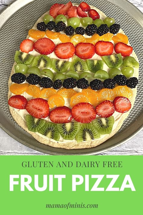 Gluten Free Fruit Pizza Crust, Gf Fruit Pizza, Gluten Free Dairy Free Fruit Pizza, Gluten Free Sugar Cookie Fruit Pizza, Paleo Fruit Pizza, Dairy Free Pizza Ideas, Gluten Free Dairy Free Summer Desserts, Dairy Free Summer Desserts, Sugar Free Fruit Pizza