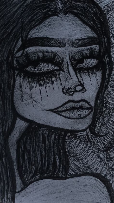 girl, sketch, pen, grunge, dark, side profile, piercing Grudge Aesthetics Drawing, Goth Drawings Dark, Weird Sketches Inspiration, Dark Trippy Drawing Ideas, Weird Drawing Ideas Sketch, Dark Fairycore Drawing, Weird Art Sketches, Weird Sketches, Fairygrunge Drawings