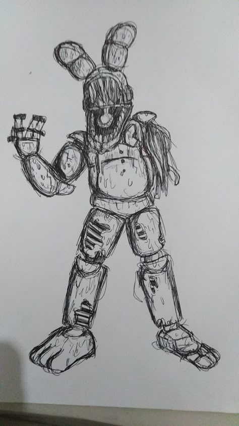 Fnaf 2 Drawings, How To Draw Bonnie Fnaf, Fnaf Drawings Sketches Springtrap, Fnaf Sketches Easy, Fnaf Drawings Creepy, Fnaf Drawings Easy, Springtrap Drawing, Fnaf Tattoo Ideas, Five Nights At Freddy's Dibujos