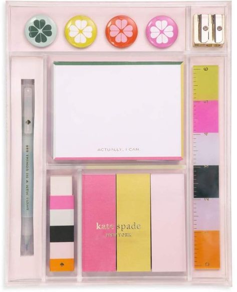 Actually I Can 12-Piece Tackle Box Kate Spade Office Supplies, Kate Spade Desk Accessories, Supplies For School, Kate Spade Office, Amazon Office, Stationary Collection, Actually I Can, Luxury Desk, Electric Pencil Sharpener