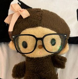 Cute Pfp With Glasses, Plushie Icon, Plushie Pfp, Pfp Glasses, Silly Plushies, Monkey Pfp, Glasses Pfp, Monkey Icon, Silly Pfp