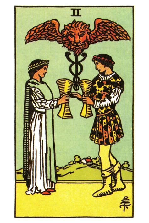 Two of Cups Tarot card meaning. Two Of Cups Tarot Meaning, Two Of Cups Tarot Card, Two Of Cups Tarot, Cups Tarot Meaning, Suit Of Cups, 2 Of Cups, Two Of Cups, King Of Wands, Knight Of Cups