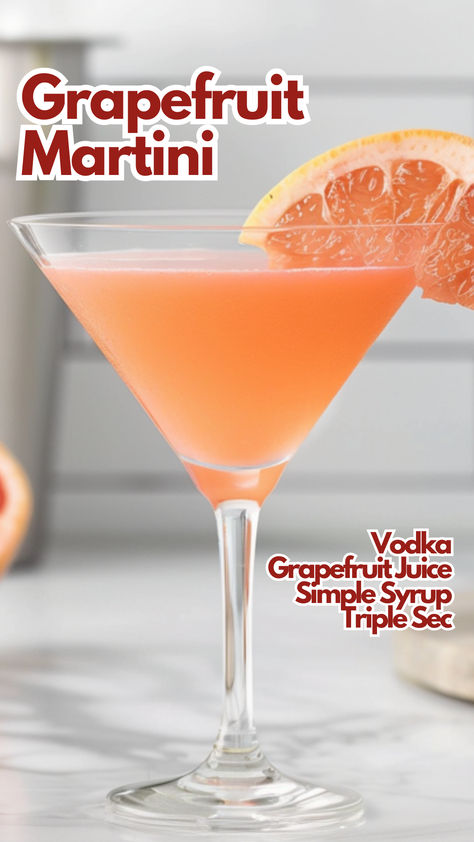 Grapefruit Martini Grapefruit Vodka Drinks, Grapefruit Martini, Fruit Juice Cocktails, Classic Vodka Cocktails, Grapefruit Vodka, Vodka Cocktails Easy, Bartender Drinks Recipes, Martinis Drinks, Summer Vodka Cocktails