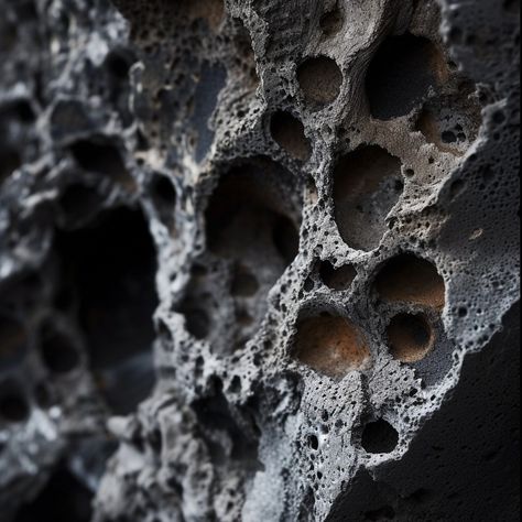 Mysterious Rocky Texture: A close-up view of a rugged, porous surface that resembles a natural rock formation. #texture #rock #porous #geology #natural #abstract #close-up #rugged #aiart #aiphoto #stockcake https://ayr.app/l/w1fC Close Up Texture Photography, Texture In Nature, 2025 Moodboard, Dirt Texture, Texture Reference, Rock Layers, Earth Texture, Rock Texture, Texture Download