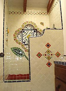 talevera tile and lighting Mexican Bathroom Ideas, Mexican Style Bathroom, Talavera Bathroom, Mexican Style Home, Mexican Tile Bathroom, Spanish Bathroom, Mexican Bathroom, Spanish Style Bathrooms, Mexican Hacienda