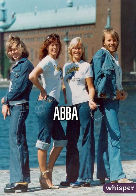 Abba Outfits, Frida Abba, Abba Costumes, Abba Mania, Lois Jeans, Marlon Brando, Aretha Franklin, Outfit Jeans, Pop Bands