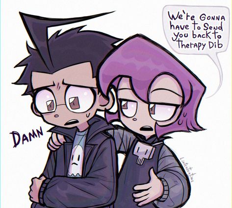 ♦️ Gaz & Dib (Invader Zim) Art by linterteatime. Invader Zim Art, Dib Invader Zim, Dib Membrane, Invader Zim Dib, Invader Zim Characters, Scene Kids, Invader Zim, The Amazing World Of Gumball, Cartoon Shows