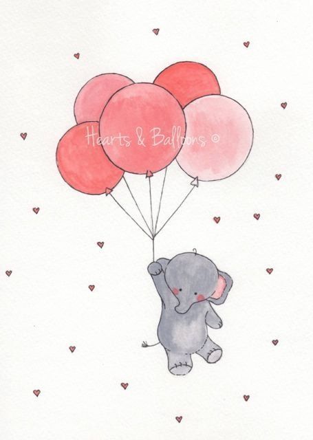 Elephant Balloon, Child Art, Watercolor Birthday, Art Tumblr, An Elephant, Baby Art, Childrens Art, Baby Elephant