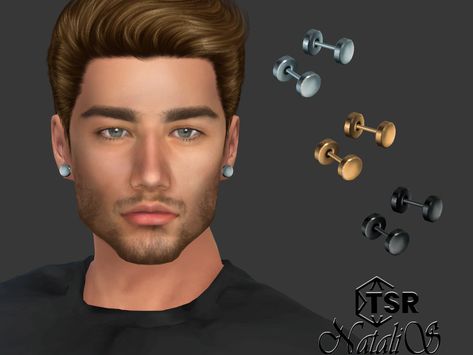 The Sims Resource - Men's flat round stud earring Sims 4 Male, Black Earrings Men, Men's Piercings, Sims 4 Male Clothes, Sims 4 Piercings, The Sims 4 Packs, Black Stud Earrings, Black Stud, Princess Cut Rings