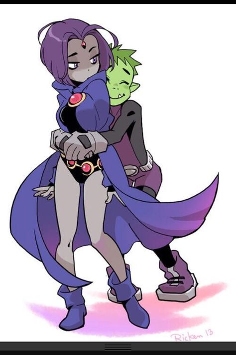 Beast Boy and Raven :) Teen Titans Raven, Teen Titans Love, Raven Beast Boy, Original Teen Titans, Teen Titans Fanart, Teen Titan, Raven Teen Titans, Bd Comics, Beast Boy