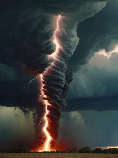 Storm Powers Aesthetic, Tornadoes Aesthetic, Destruction Aesthetic, Lightning Tornado, Scary Clouds, Tornado Tattoo, Thunder Storm Aesthetic, Tornado And Lightning, Tornado With Lightning