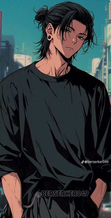 Anime Boys Hairstyle, Anime Men Hairstyles, Oc Art Character Design Male, Eren Yeager Hairstyle, Buff Anime Men, Buff Anime Guy, Anime Boys With Long Hair, Hot Anime Guy, Anime Male Character