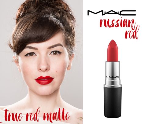 finding the perfect red lipstick: mac russian red lipstick Metallic Red Lipstick, Russian Red Lipstick, Russian Red Mac Lipstick, Mac Red Lipsticks, Mac Russian Red, Red Lipstick Shades, Keiko Lynn, Perfect Red Lipstick, Perfect Red Lips