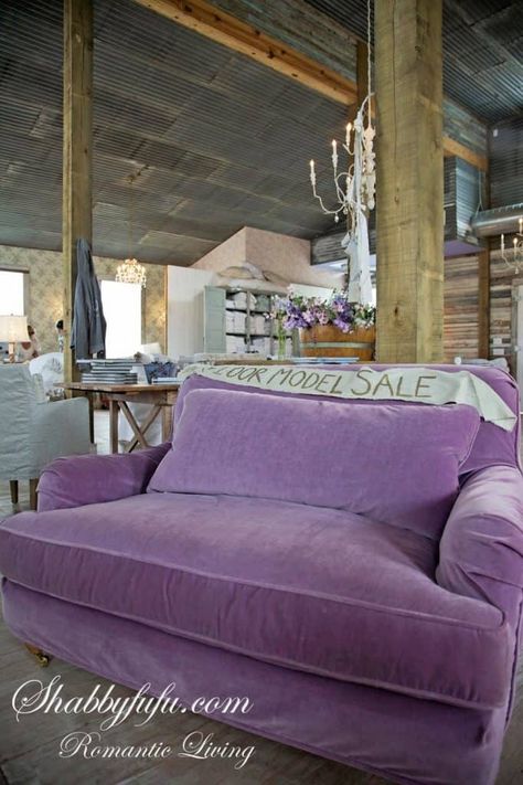 The Prairie By Rachel Ashwell Lavender Chair, Rachel Ashwell Shabby Chic Couture, Purple Furniture, Purple Couch, Rachel Ashwell Shabby Chic, Rachel Ashwell, Purple Home, Room Redo, Shabby Chic Homes