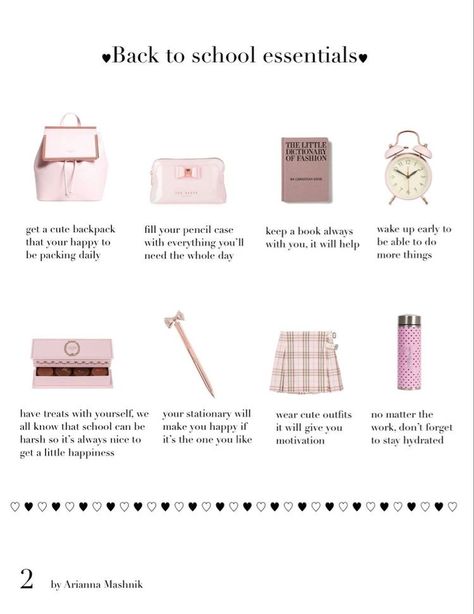 Back to school essentials Pink Academia, School Study Ideas, School Bag Essentials, Academic Motivation, Back To School Essentials, School Study Tips, Life Hacks For School, Profile On Instagram, Girl Tips