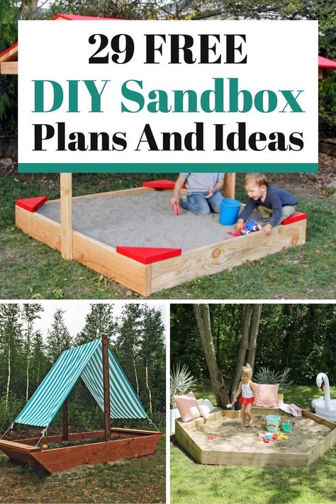 A sandbox is a great addition to any yard. It provides a place for children to play and explore. That is a fun project for you to build. If you’re looking for some inspiration on how to build your sandbox, check out these 29 free DIY Sandbox plans and ideas. Sandbox Table Diy, Build Sandbox With Cover, How To Build A Sand Box For Kids, Sand Boxes For Kids Diy Backyard Ideas, Sandbox With Benches, Diy Large Sandbox With Cover, Build A Sandbox For Kids, Toddler Sandbox Ideas, Big Sandbox Ideas