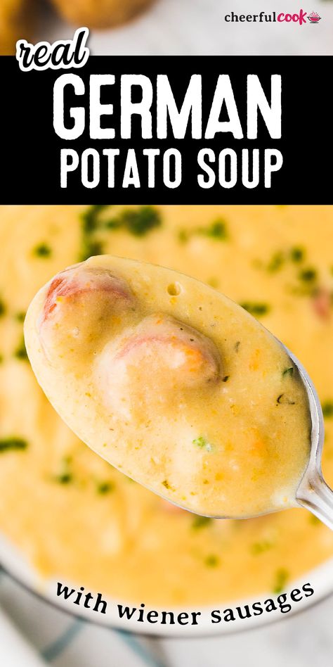 Crockpot Potato Sausage Soup, German Potatoes Recipes, German Potato Soup Recipe, German Sausage Soup, German Potato Soup With Sausage, German Crockpot Recipes, German Winter Food, German Recipes Traditional, German Soup Recipes