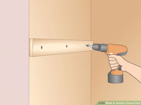 How to Install a Closet Rod: 14 Steps (with Pictures) - wikiHow Closet Redesign, Installing Curtain Rods, Deep Closet, Diy Closet Doors, Make A Closet, Closet Makeover Diy, Closet Redo, Hanging Curtain Rods, Closet Bar