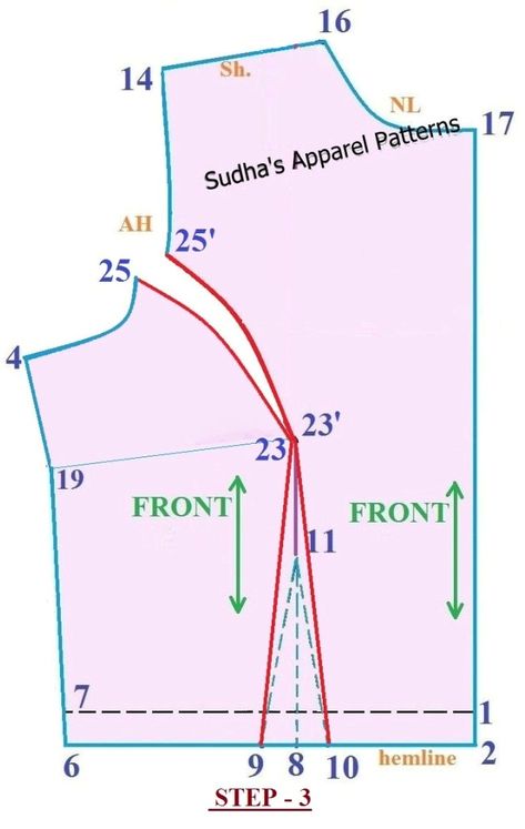 High neck saree blouse pattern will have armhole princess line in front and Chinese collar with a stripe design around neckline. This blouse will have a back opening. High Neck Saree Blouse, Umgestaltete Shirts, Pola Blus, Blouse Tutorial, Sewing Measurements, Sewing Collars, Sewing Blouses, Bodice Pattern, Chinese Collar