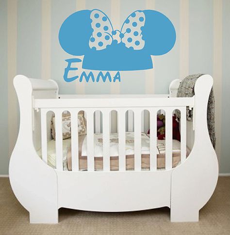 kik139 Wall Decal Sticker name cot children's bedroom baby girl Minnie Mouse Wall Decals, Personalized Wall Decals, Mouse Wall, Kids Room Wall Stickers, Custom Vinyl Stickers, Name Sticker, Kids Wall Decals, Children's Bedroom