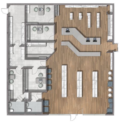 Pharmacy Floor Plan, Pharmacy Plan Architecture, Pharmacy Architecture, Pharmacy Layout Plan, Floor Plan Rendering, Clinic Office, Office Layout Plan, Plan Rendering, Medical Clinic Design