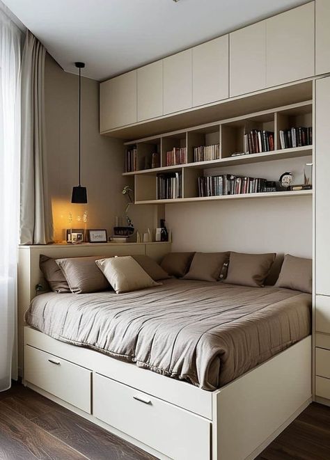 Top 8 Bedroom Storage Solutions for Small Spaces 12 Wall Storage Around Bed, Box Bedroom Ideas Space Saving, Double Bed Storage Ideas, Over Bed Storage Bedroom, Maximize Storage In Small Bedroom, Bed Solutions For Small Rooms, Box Bedroom Storage Ideas, Small Bedroom With Storage Ideas, Smart Storage Bedroom