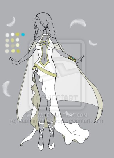 Fashion Adoptable - Angelic Messenger - Sold!~ by LauthinWaterdrop on DeviantArt Angle Outfit Drawing, Angel Clothing Drawing, White Goddess Dress Drawing, Angel Oc Outfit, Elven Dress Drawing, Angelic Outfits Drawing, Fantasy Angel Outfit, Anime Angel Outfit, Angel Dress Drawing