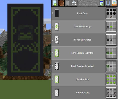 Minecraft Shield Design Ideas, Banner For Minecraft, Minecraft Banner Designs Green, Mincraft Baners, Banner Minecraft Design, Minecraft Flags Banners, Minecraft Banners Designs, Mc Banner Designs, Banner Ideas Minecraft