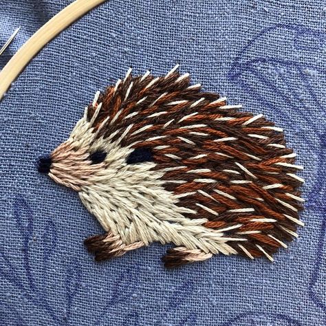 Embroidered Hedgehog Simple, Embroider Pants, Embroidery Hedgehog, Embroidered Hedgehog, Carhartt Hats, Hedgehog Embroidery, Chicken Embroidery, Hedgehog Drawing, Embroidery Artists