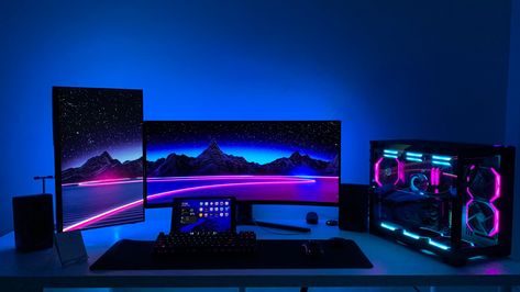 Double Monitor Gaming Setup, Gaming Setup 3 Monitors, Ultrawide Setup, Single Monitor Gaming Setup, Triple Monitor Setup Gaming, Dual Monitor Backgrounds, Pc Gaming Setup Triple Monitor, Dual Monitor Setup, Stylish Dp