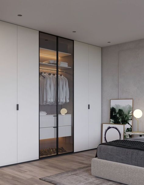 Profile Shutter Wardrobe, Closet Organization Bedroom, Masters Bedroom, Organization Wardrobe, Profile Door, Small Dressing Room, Bedroom Storage Ideas, Bistro Design, Glass Wardrobe