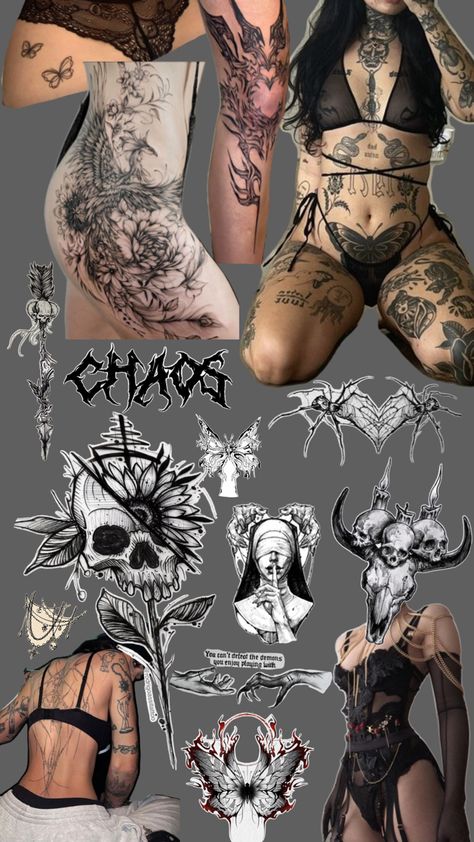 Gothic Tattoos, Estilo Emo, Funky Tattoos, Some Drawings, Wicked Tattoos, Zodiac Tattoos, Gothic Tattoo, Tattoos And Body Art, Dark Art Tattoo