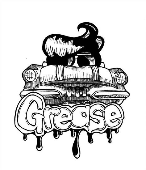 Grease by Dellaware Grease Logo, Disney Movie Marathon, Grease Movie, Grease Is The Word, Grease Musical, Fashion Coloring Book, Movie Tattoo, Theatre Poster, Canvas Painting Designs