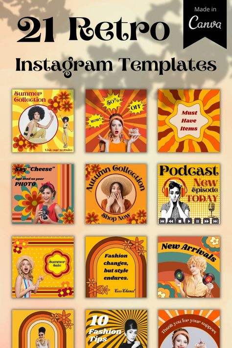 Retro Instagram Post, Fonts For Business, Retro Instagram, Email Marketing Design Inspiration, Retro Graphic Design, Graphic Design Infographic, Instagram Collage, Canvas Learning, Instagram Template Design