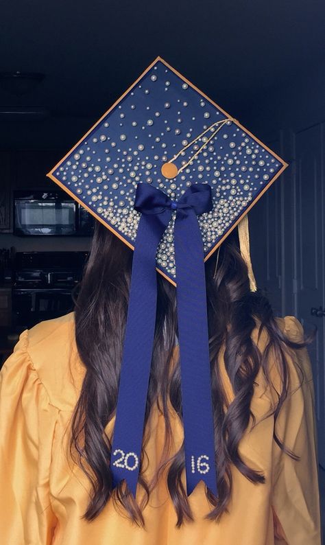 My WVU graduation cap Prom Hat Ideas, Graduation Cap Designs Navy Blue, Ucsd Grad Cap, Blue Cap Ideas For Graduation, Purple Cap And Gown Graduation Outfit, Royal Blue Grad Cap Ideas, Wvu Graduation Cap, Blue Grad Cap Decoration, Graduation Cap Designs No Words