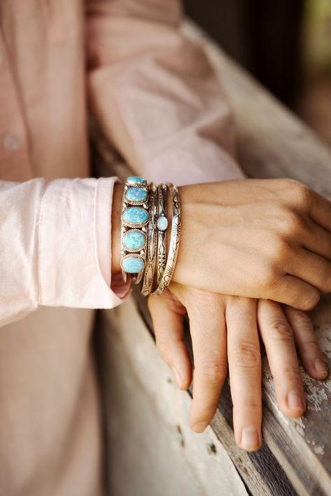 Western Jewelry Photoshoot, Western Bangles, Bracelet Photography, Cowgirl Photoshoot, Opal Bangle, Mountain Jewelry, Navajo Bracelet, Cowgirl Jewelry, Jewelry Photoshoot