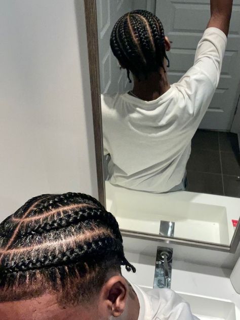 Different Cornrow Styles Men, Afro Cornrow Hairstyles, Cornrows Ideas For Men, Medium Length Braids For Men, Cornrows Men Black Hairstyles, Cornrows Styles Men, 6 Braids Men, Short Braids Men, Men Straight Back Braids