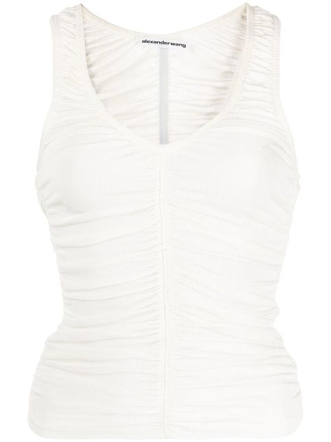 Shop Alexander Wang ruched tank top with Express Delivery - FARFETCH Life Necessities, Corset Construction, Ruched Tank Top, Pocket Top, General Hospital, Tank Top Designs, Veronica Beard, Top Photo, Beautiful Life