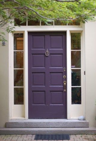 Exterior paint, paint colors, home improvement, home improvement projects, popular pin, easy home upgrades, upgraded home. Purple Front Door, Purple Front Doors, Purple Paint Colors, Front Door Inspiration, Front Door Paint Colors, Purple Door, Door Paint Colors, Door Inspiration, Painted Front Doors